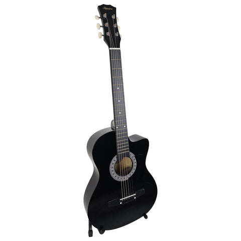 Karrera 38In Pro Cutaway Acoustic Guitar With Carry Bag Black Acoustic Guitars