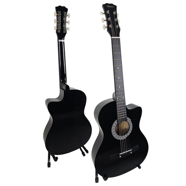 Karrera 38In Pro Cutaway Acoustic Guitar With Carry Bag Black Acoustic Guitars
