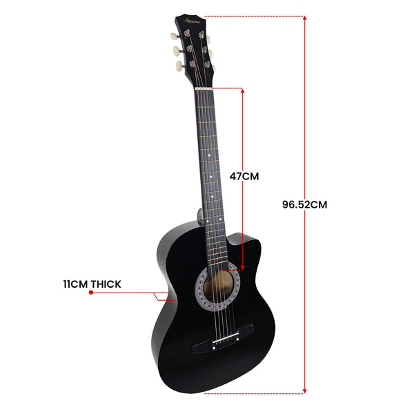 Karrera 38In Pro Cutaway Acoustic Guitar With Carry Bag Black Acoustic Guitars