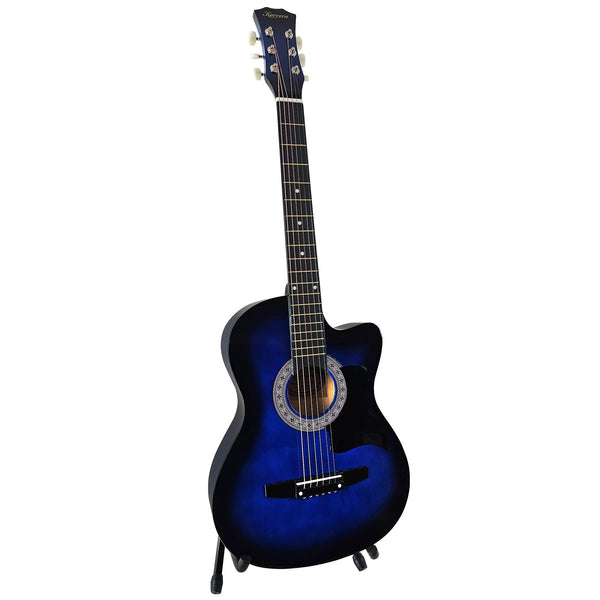 Karrera 38In Pro Cutaway Acoustic Guitar With Bag Strings Blue Burst Acoustic Guitars