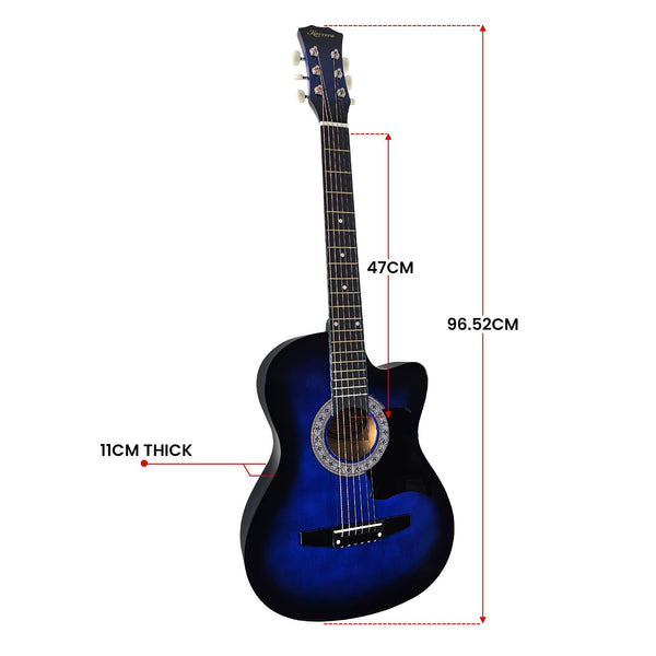 Karrera 38In Pro Cutaway Acoustic Guitar With Bag Strings Blue Burst Acoustic Guitars