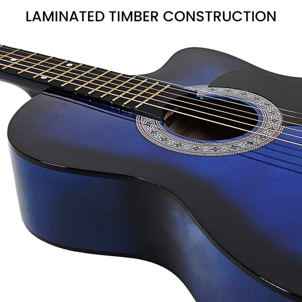 Karrera 38In Pro Cutaway Acoustic Guitar With Bag Strings Blue Burst Acoustic Guitars