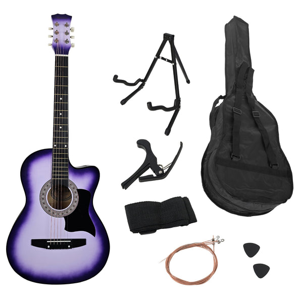 Karrera 38In Pro Cutaway Acoustic Guitar With Bag Purple Burst Acoustic Guitars