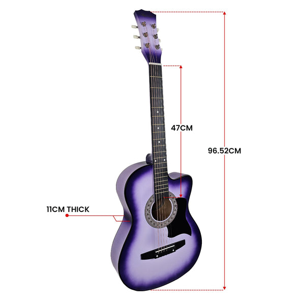 Karrera 38In Pro Cutaway Acoustic Guitar With Bag Purple Burst Acoustic Guitars