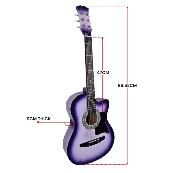 Karrera 38In Cutaway Acoustic Guitar With Bag Purple Burst Acoustic Guitars