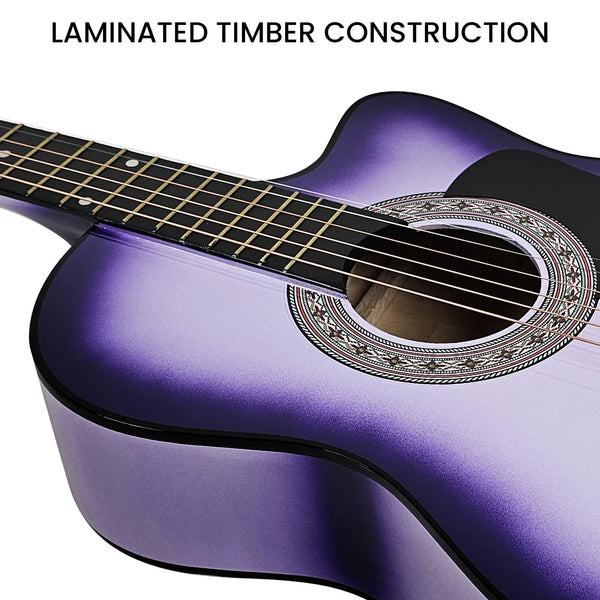 Karrera 38In Cutaway Acoustic Guitar With Bag Purple Burst Acoustic Guitars