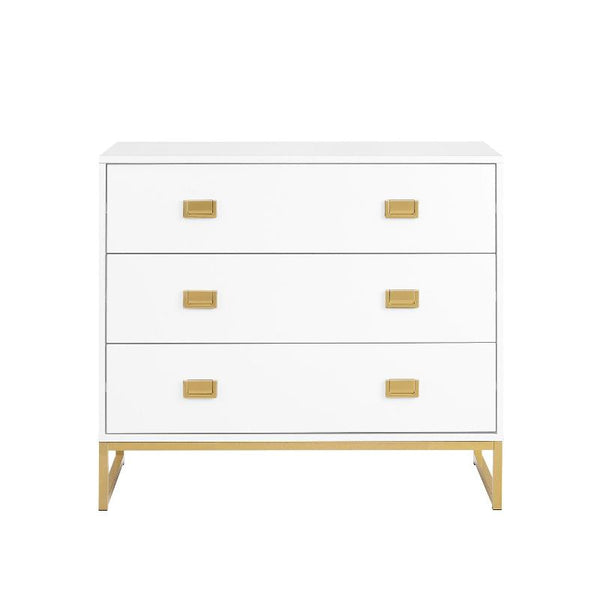 Sarantino Amara Chest Of Drawers Tallboy Dresser White/Gold Dressers & Chests Of Drawers