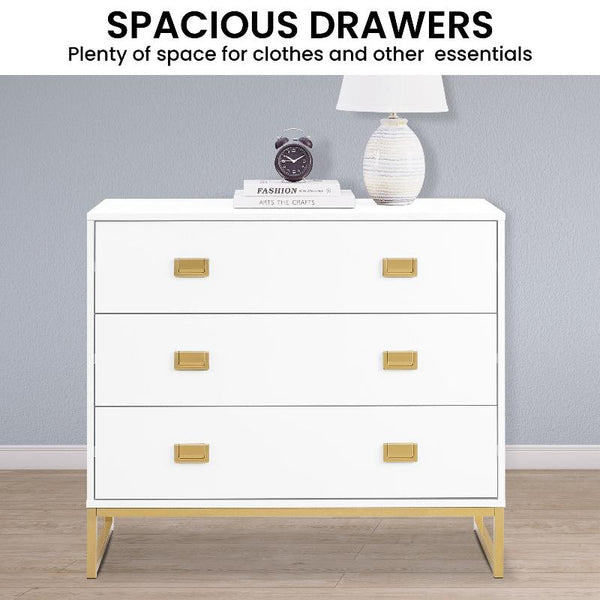 Sarantino Amara Chest Of Drawers Tallboy Dresser White/Gold Dressers & Chests Of Drawers