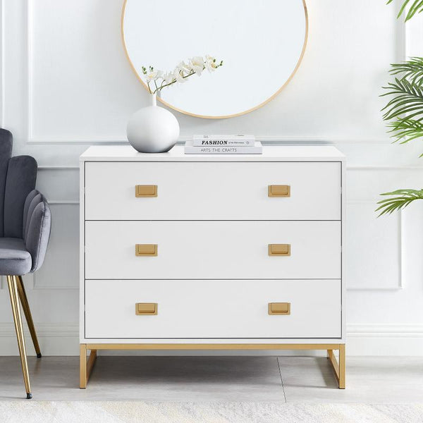 Sarantino Amara Chest Of Drawers Tallboy Dresser White/Gold Dressers & Chests Of Drawers