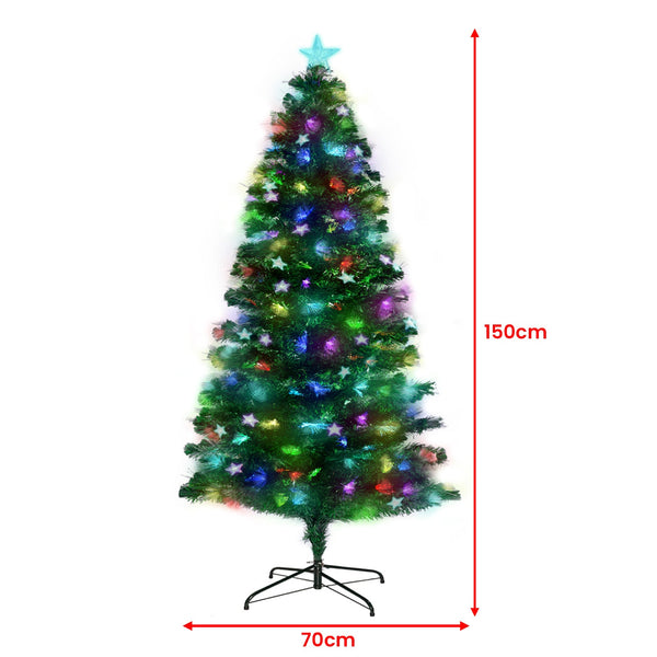 Christabelle 1.5M Enchanted Pre Lit Fibre Optic Christmas Tree Stars Xmas Decor Seasonal Decorations
