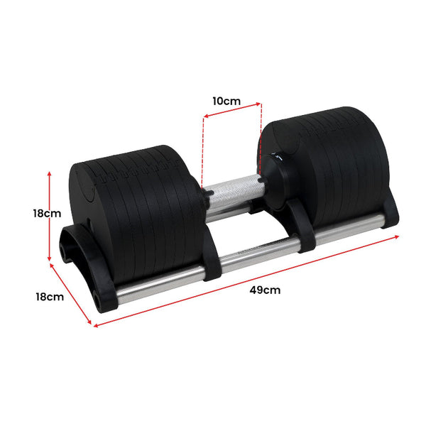 Powertrain Eon Set Of Two Dial Up 36Kg Dumbbell Home Gym 9 Options Dumbbells