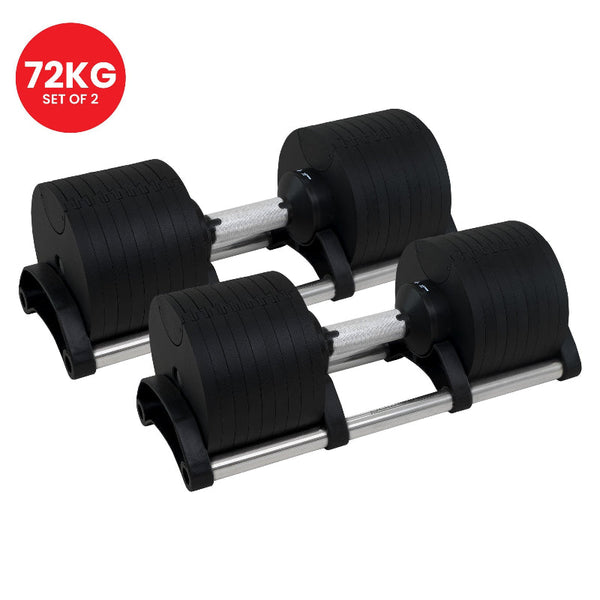 Powertrain Eon Set Of Two Dial Up 36Kg Dumbbell Home Gym 9 Options Dumbbells