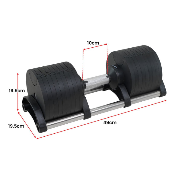 Powertrain Eon 45Kg Adjustable Dumbbell Home Gym 9 Strength Training Safety Lock System For Building & Fitness Workouts Dumbbells