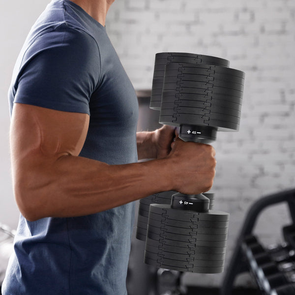 Powertrain Eon 45Kg Adjustable Dumbbell Home Gym 9 Strength Training Safety Lock System For Building & Fitness Workouts Dumbbells