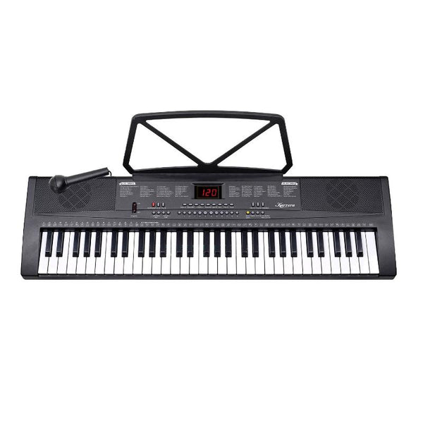 Karrera 61 Key Electronic Led Keyboard 75Cm Portable Piano In Black With Microphone Input Headphone Output 255 Timbres & Rhythms Electronic Keyboards