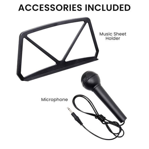 Karrera 61 Key Electronic Led Keyboard 75Cm Portable Piano In Black With Microphone Input Headphone Output 255 Timbres & Rhythms Electronic Keyboards