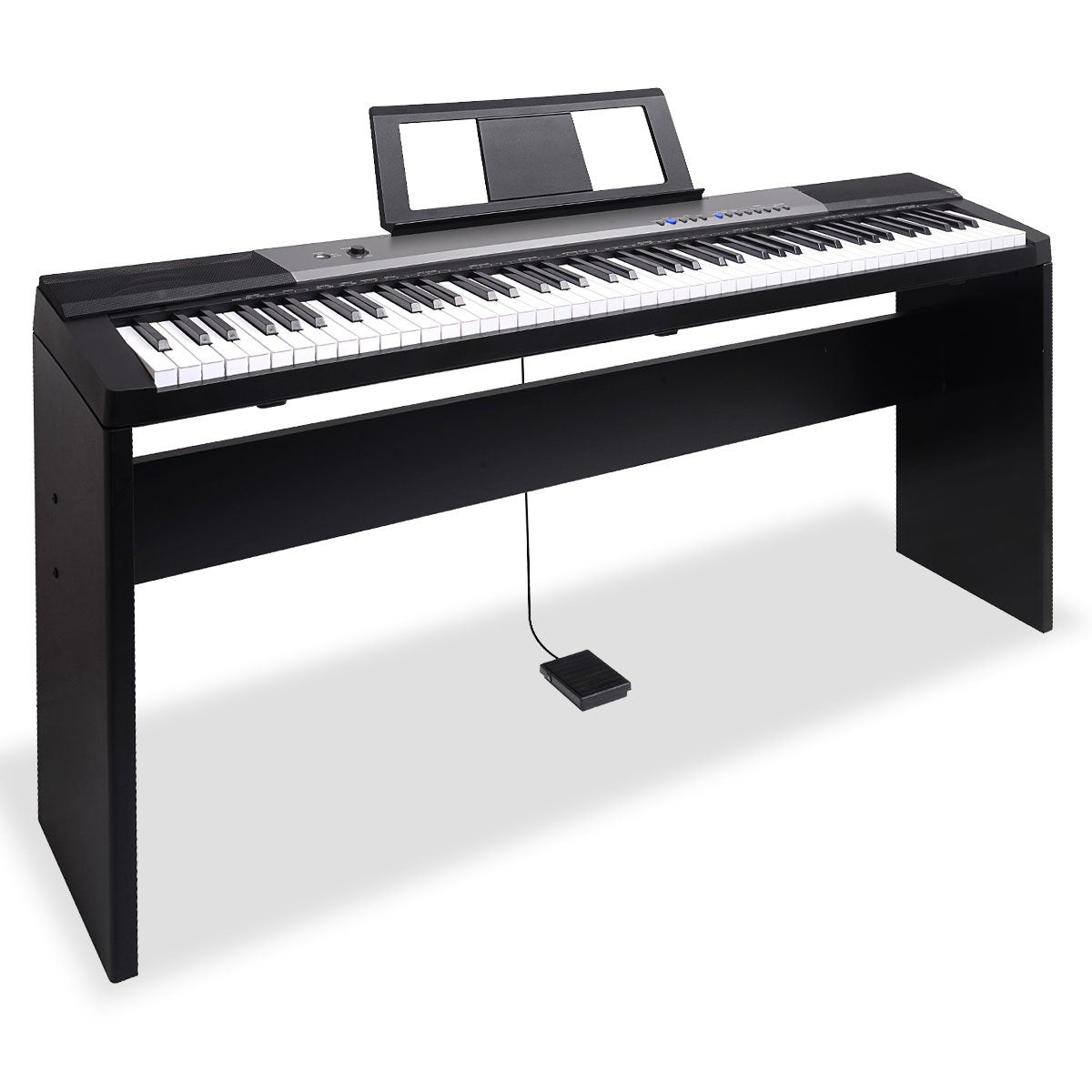 Karrera 88 Keys Electronic Keyboard Piano With Stand Black Electronic Keyboards