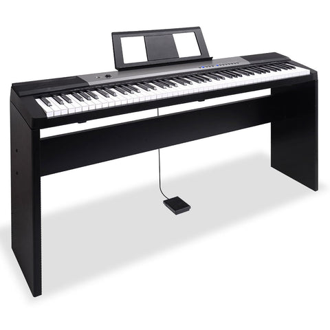 Karrera 88 Keys Electronic Keyboard Piano With Stand Black Electronic Keyboards