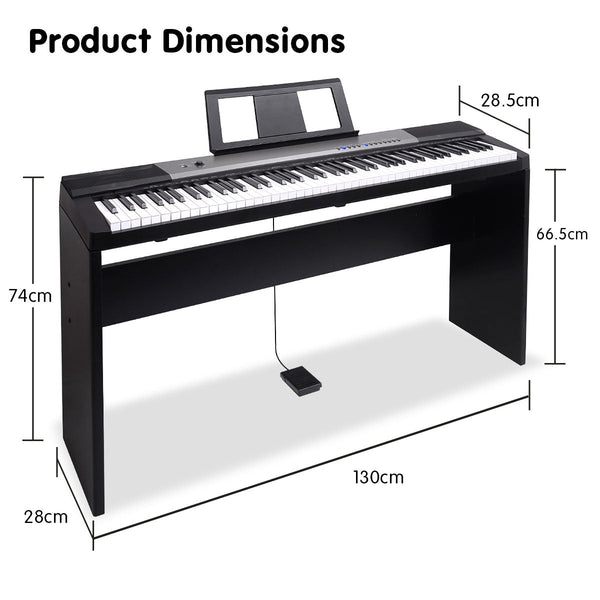 Karrera 88 Keys Electronic Keyboard Piano With Stand Black Electronic Keyboards