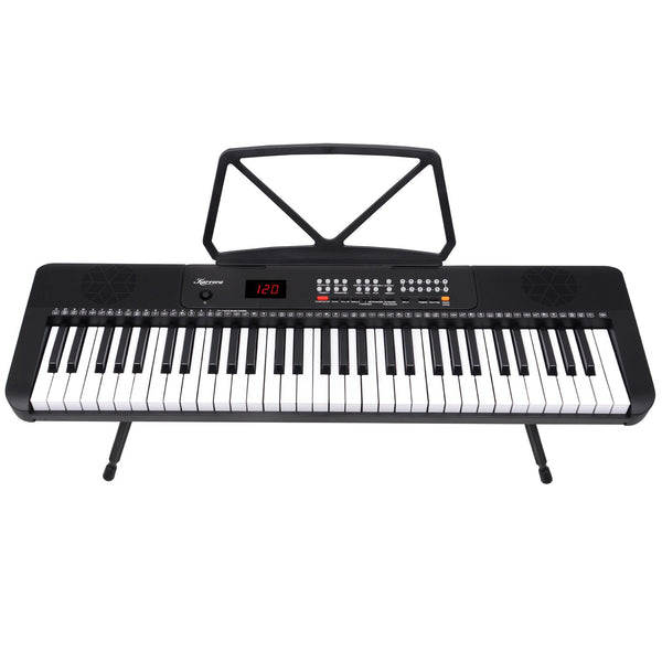 Karrera 61 Key Electronic Keyboard With Led Display And Folding Stand Black Electronic Keyboards