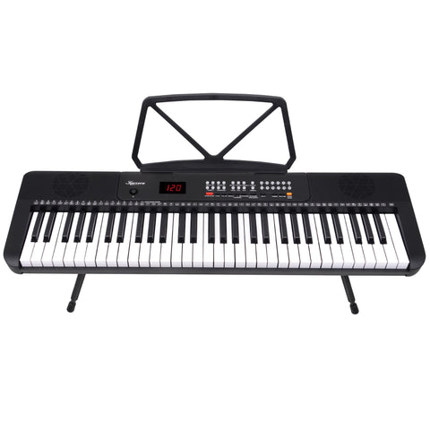 Karrera 61 Key Electronic Keyboard With Led Display And Folding Stand Black Electronic Keyboards