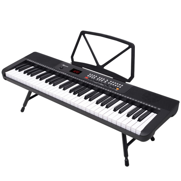 Karrera 61 Key Electronic Keyboard With Led Display And Folding Stand Black Electronic Keyboards