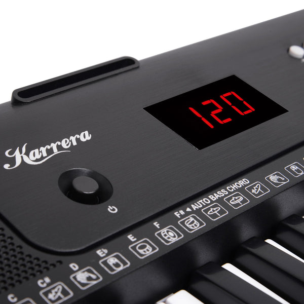 Karrera 61 Key Electronic Keyboard With Led Display And Folding Stand Black Electronic Keyboards