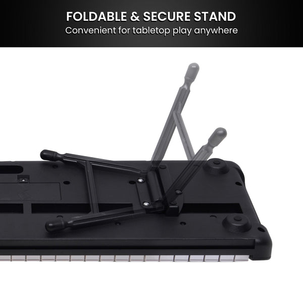 Karrera 61 Key Electronic Keyboard With Led Display And Folding Stand Black Electronic Keyboards