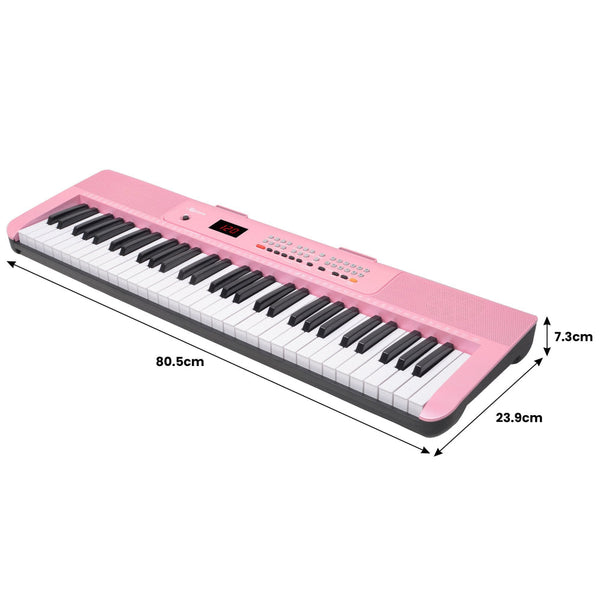 Karrera 61 Key Electronic Piano Keyboard With Led And Folding Stand In Pink Electronic Keyboards