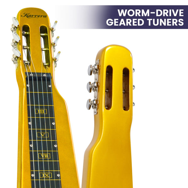 Karrera 29In 6 String Lap Steel Hawaiian Guitar Metallic Gold Electric Guitars