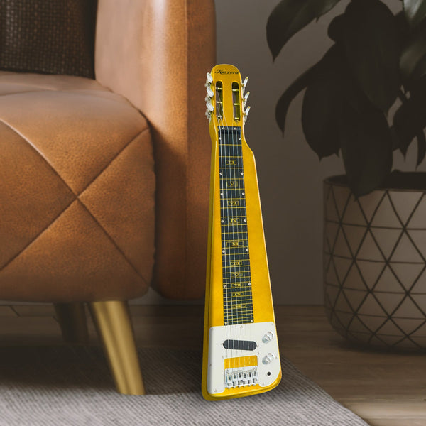 Karrera 29In 6 String Lap Steel Hawaiian Guitar Metallic Gold Electric Guitars