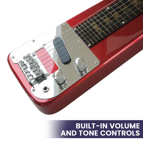 Karrera 6 String Steel Lap Guitar Metallic Red Electric Guitars