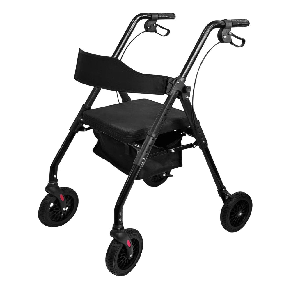 Orthonica Foldable Mobility Steel Rollator 136Kg Max Capacity Black Walkers & Canes