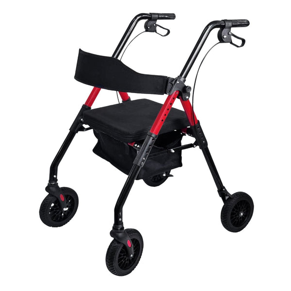 Orthonica Foldable Mobility Steel Rollator 136Kg Max Capacity Red Walkers & Canes