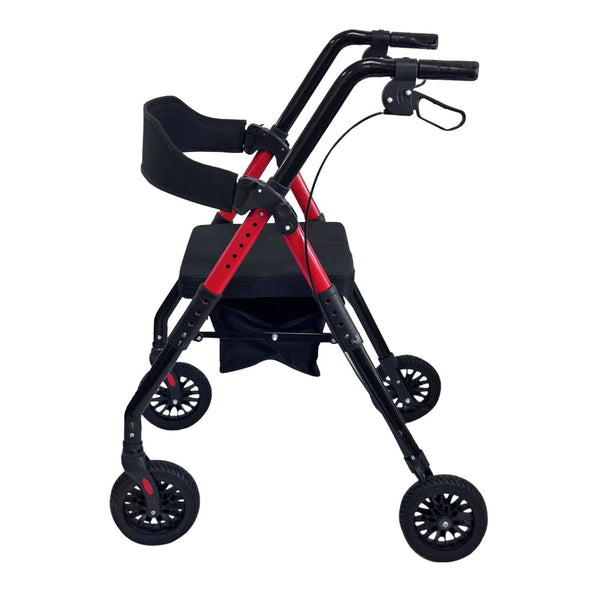 Orthonica Foldable Mobility Steel Rollator 136Kg Max Capacity Red Walkers & Canes