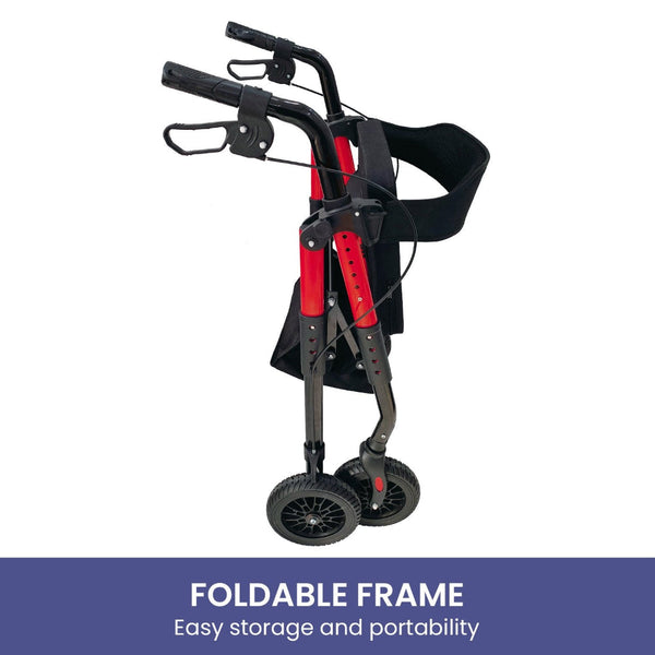 Orthonica Foldable Mobility Steel Rollator 136Kg Max Capacity Red Walkers & Canes