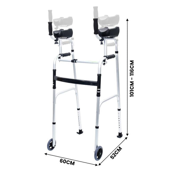 Orthonica Folding Rollator Walker Aluminium Adjustable Handles With Cane Box Walkers & Canes