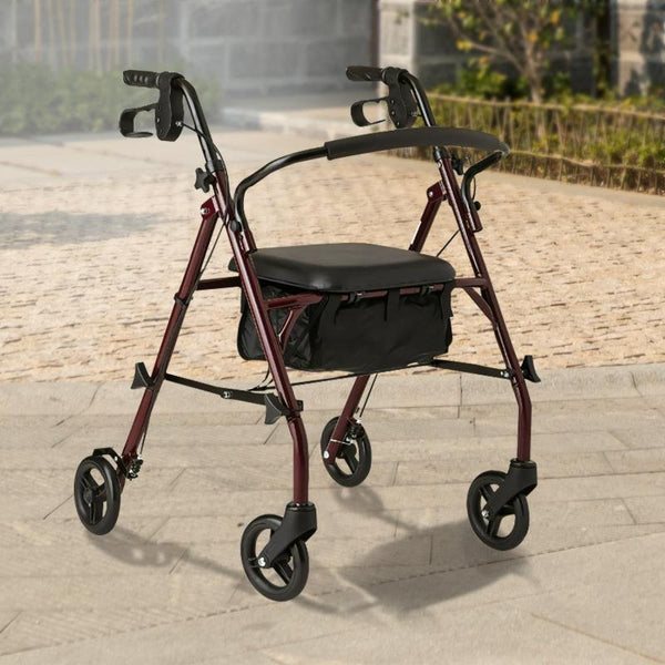 Orthonica Foldable Steel Frame Rollator 4 Wheel Walker Walkers & Canes