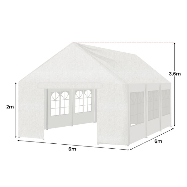 Wallaroo 6X6m Outdoor Event Marquee Gazebo Party Wedding Tent White Gazebos & Pergolas