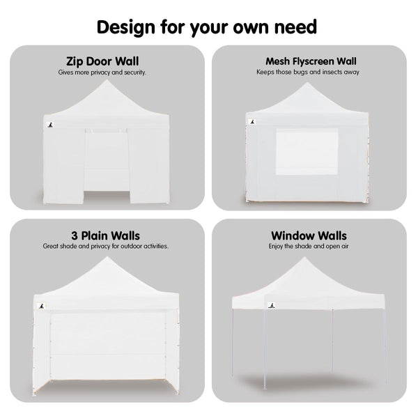 Wallaroo Gazebo Tent Marquee 3X3 Popup Outdoor White Gazebos & Pergolas
