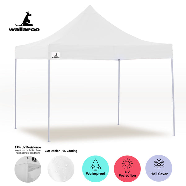 Wallaroo Gazebo Tent Marquee 3X3 Popup Outdoor White Gazebos & Pergolas