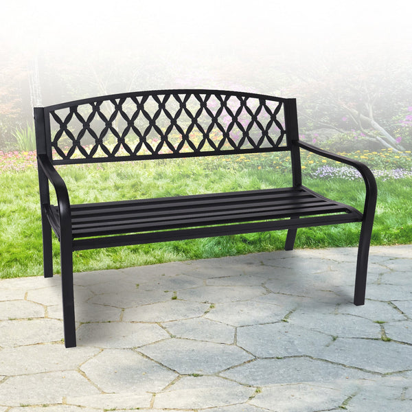 Wallaroo Steel Outdoor Garden Bench Diamond Patio Benches