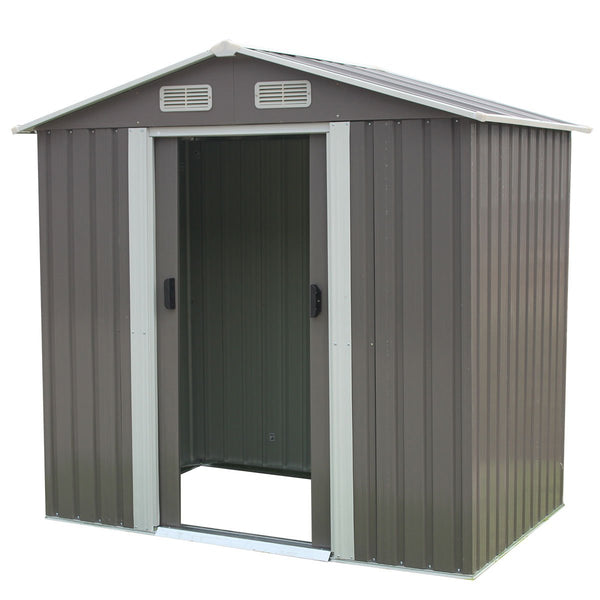 Wallaroo Garden Shed Spire Roof 4Ft X 6Ft Outdoor Storage Shelter Grey Gazebos & Pergolas