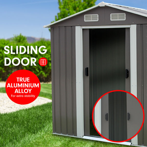 Wallaroo Garden Shed Spire Roof 4Ft X 6Ft Outdoor Storage Shelter Grey Gazebos & Pergolas