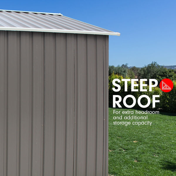 Wallaroo Garden Shed Spire Roof 4Ft X 6Ft Outdoor Storage Shelter Grey Gazebos & Pergolas