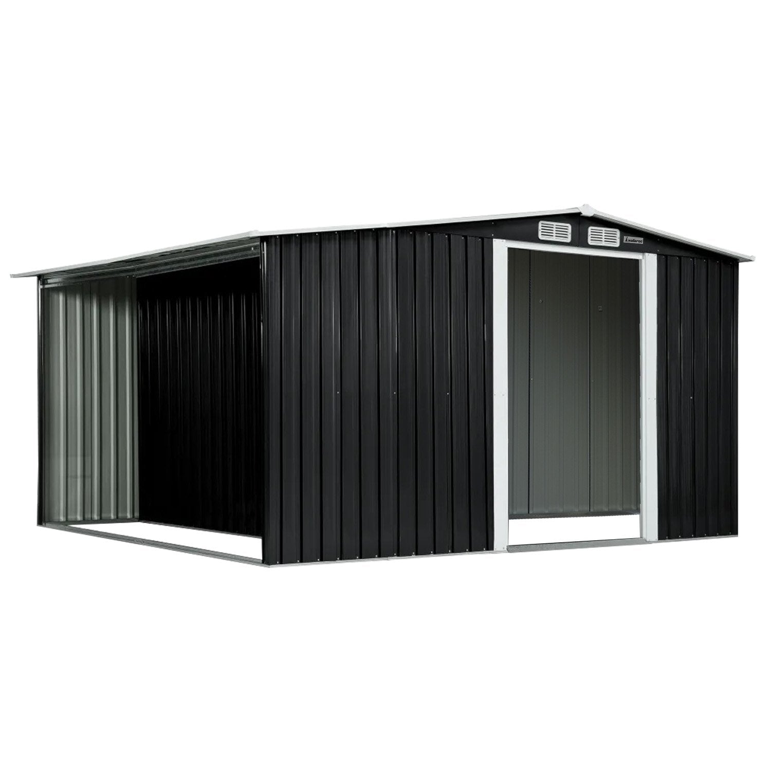 Wallaroo Garden Shed Black Semi Close Storage Outdoor Home And Structure Sheds Summerhouses Carports