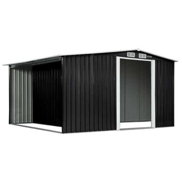 Wallaroo Garden Shed Black Semi Close Storage Outdoor Home And Structure Sheds Summerhouses Carports