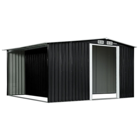 Wallaroo Garden Shed Black Semi Close Storage Outdoor Home And Structure Sheds Summerhouses Carports
