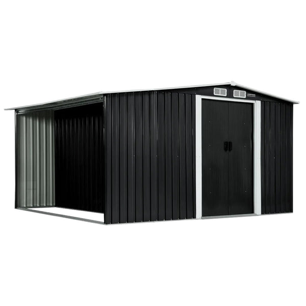 Wallaroo Garden Shed Black Semi Close Storage Outdoor Home And Structure Sheds Summerhouses Carports