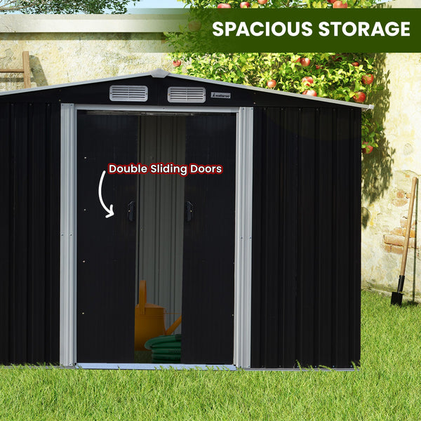 Wallaroo Garden Shed Black Semi Close Storage Outdoor Home And Structure Sheds Summerhouses Carports